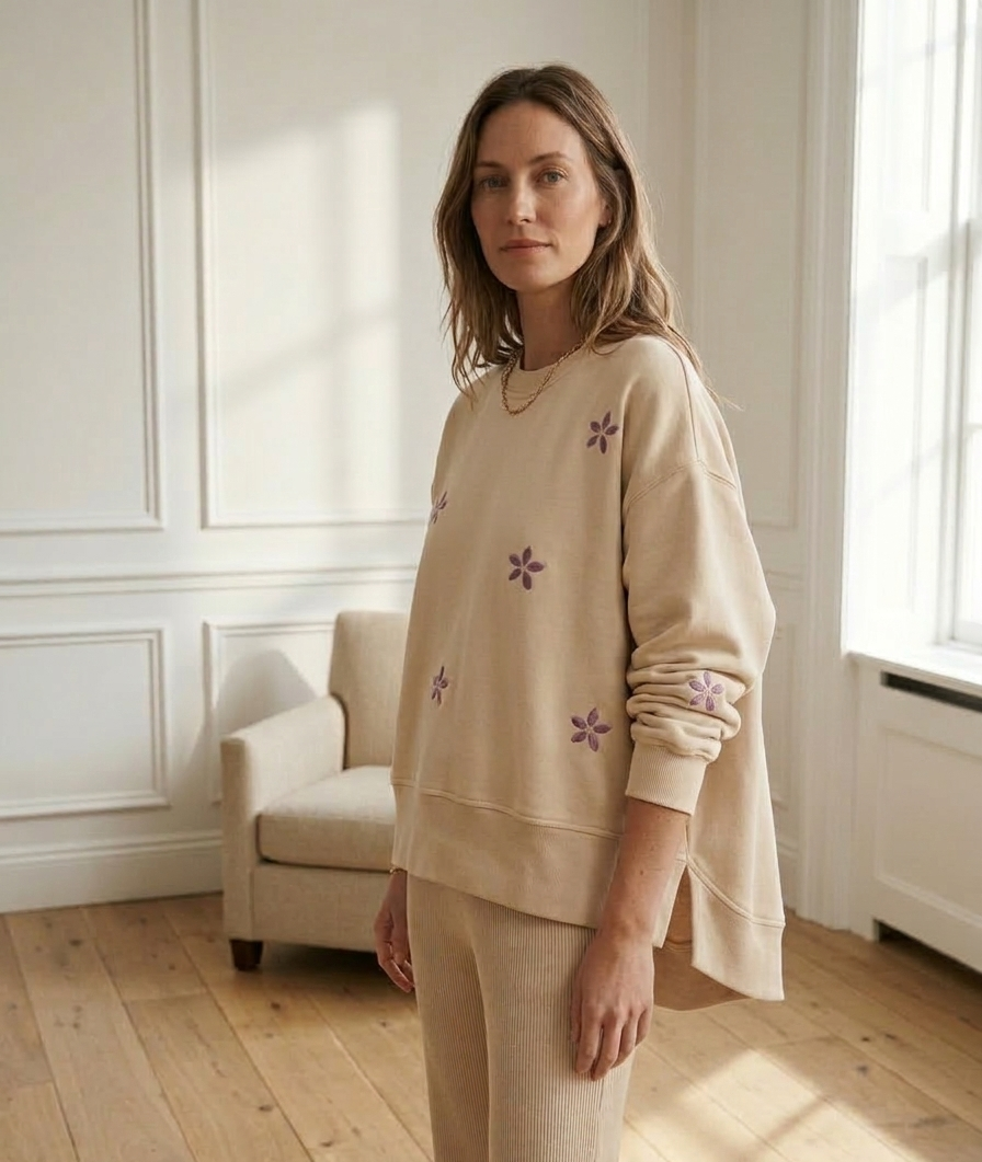 Oversized embroidery sweatshirt