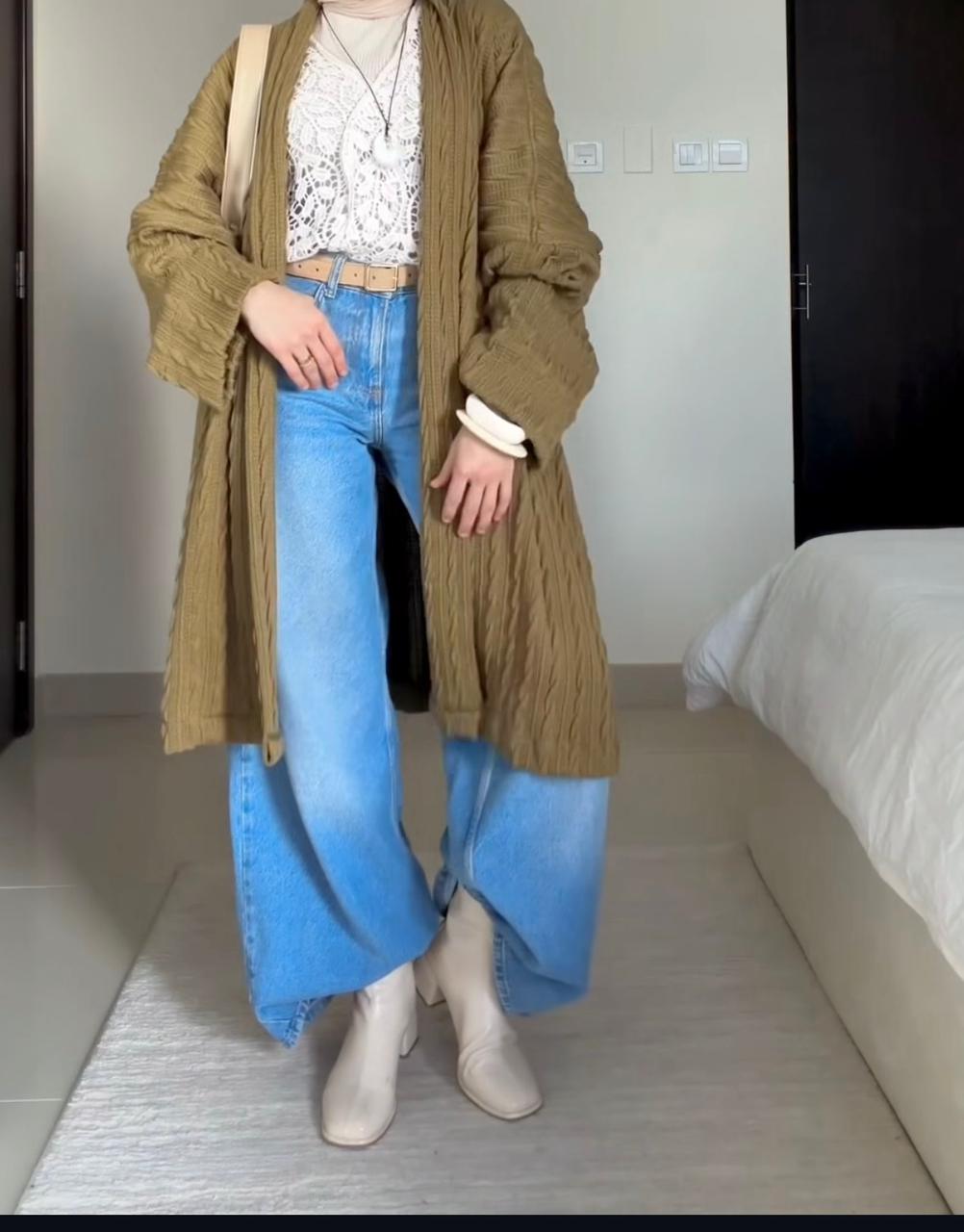 Oversize Khaki Cardigan